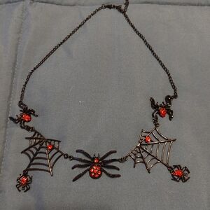 Black and red spider necklace